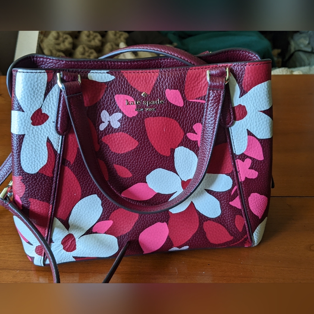 Kate Spade Jackson Forest Floral Medium Triple Compartment Satchel Pink Multi.